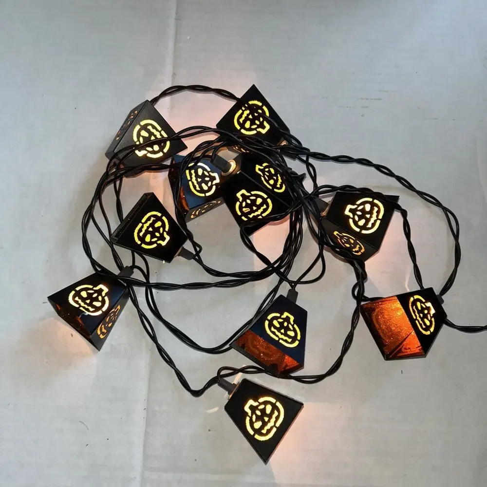 Halloween 10 count pumpkin Jack O Lantern lights with boxes Working Used Good